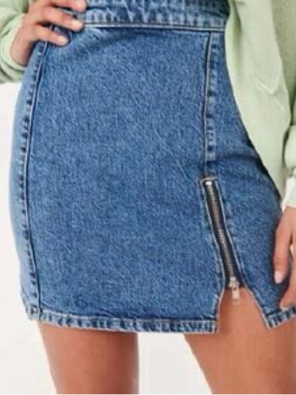 Free People We The Free Denim Mini Skirt Zip Detail Size 4